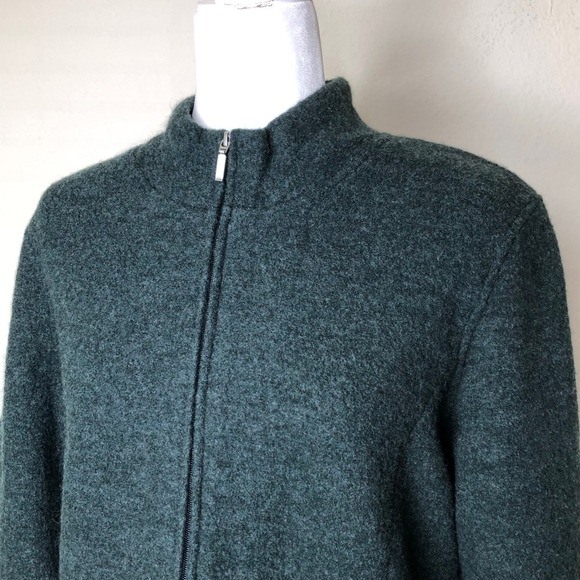 Talbots Wool Zip Front Jacket Coat Green Medium Womens Career Classic - Picture 11 of 16